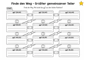 Vorschau - Spiele - Finde den Weg - Labyrinth - Größter gemeinsamer Teiler ggT Übung - Seite 2