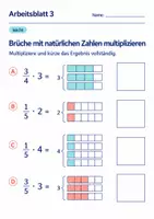Vorschau - Arbeitsblätter - Brüche mit natürlichen Zahlen multiplizieren Klasse 6 Gymnasium | Mathematik Sekundarstufe I | 10 Arbeitsblätter mit Lösungen als PDF - Seite 3