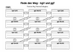 Vorschau - Spiele - Finde Den Weg - Labyrinth - ggT und kgV, gemischte Übung - Seite 1