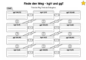 Vorschau - Spiele - Finde Den Weg - Labyrinth - ggT und kgV, gemischte Übung - Seite 2
