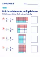 Vorschau - Arbeitsblätter - Brüche miteinander multiplizieren Klasse 6 Gymnasium | Mathematik Sekundarstufe I | 10 Arbeitsblätter mit Lösungen als PDF - Seite 3