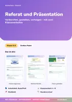 Vorschau - Unterrichtsreihen - Referat und Präsentation | Arbeitsheft + 2 Klassenarbeiten | Thema eingrenzen, Stichwortkarten, Folien gestalten | Deutsch Klasse 5-8 | mit Lösungen - Deckblatt