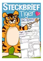 Vorschau - Arbeitsblätter - Steckbrief Tiger - Deckblatt