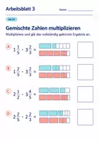 Vorschau - Arbeitsblätter - Gemischte Zahlen multiplizieren Klasse 6 Gymnasium | Mathematik Sekundarstufe I | 10 Arbeitsblätter mit Lösungen als PDF - Seite 3