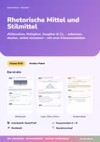 Vorschau - Unterrichtsreihen - Rhetorische Mittel und Stilmittel | Arbeitsheft + 2 Klassenarbeiten | Bildsprache, Logos, Ethos, Pathos, Analyseabsatz | Deutsch Klasse 9/10 | mit Lösungen - Deckblatt