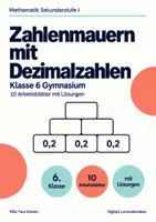 Vorschau - Arbeitsblätter - Zahlenmauern mit Dezimalzahlen Klasse 6 Gymnasium | Mathematik Sekundarstufe I | 10 Arbeitsblätter mit Lösungen als PDF - Deckblatt