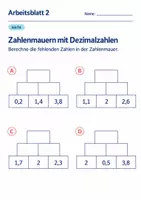 Vorschau - Arbeitsblätter - Zahlenmauern mit Dezimalzahlen Klasse 6 Gymnasium | Mathematik Sekundarstufe I | 10 Arbeitsblätter mit Lösungen als PDF - Seite 2