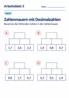 Vorschau - Arbeitsblätter - Zahlenmauern mit Dezimalzahlen Klasse 6 Gymnasium | Mathematik Sekundarstufe I | 10 Arbeitsblätter mit Lösungen als PDF - Seite 3
