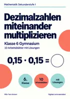 Vorschau - Arbeitsblätter - Dezimalzahlen miteinander multiplizieren Klasse 6 Gymnasium | Mathematik Sekundarstufe I | 10 Arbeitsblätter mit Lösungen als PDF - Deckblatt