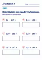 Vorschau - Arbeitsblätter - Dezimalzahlen miteinander multiplizieren Klasse 6 Gymnasium | Mathematik Sekundarstufe I | 10 Arbeitsblätter mit Lösungen als PDF - Seite 2