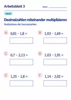 Vorschau - Arbeitsblätter - Dezimalzahlen miteinander multiplizieren Klasse 6 Gymnasium | Mathematik Sekundarstufe I | 10 Arbeitsblätter mit Lösungen als PDF - Seite 3