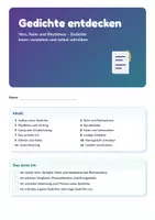 Vorschau - Unterrichtsreihen - Gedichte entdecken | Arbeitsheft + 2 Klassenarbeiten | Aufbau eines Gedichts, Metapher, Haiku und Akrostichon | Deutsch Klasse 5-7 | mit Lösungen - Seite 3