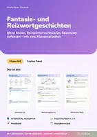 Vorschau - Unterrichtsreihen - Fantasie- und Reizwortgeschichten | Arbeitsheft + 2 Klassenarbeiten | Ideenwürfel, Spannungskurve, Wörtliche Rede | Deutsch Klasse 5/6 | mit Lösungen - Deckblatt