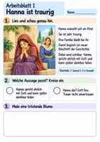 Vorschau - Arbeitsblätter - Hanna betet und dankt | Religion Klasse 2 Arbeitsblätter | Evangelische Religionslehre | 10 Arbeitsblätter als PDF - Seite 1