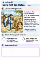 Vorschau - Arbeitsblätter - Abigail bringt Frieden | Religion Klasse 2 Arbeitsblätter | Evangelische Religionslehre | 10 Arbeitsblätter als PDF - Seite 1