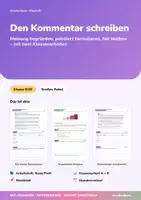 Vorschau - Unterrichtsreihen - Den Kommentar schreiben | Arbeitsheft + 2 Klassenarbeiten | Meinung begründen, Argumente steigern, Kommentar analysieren | Deutsch Klasse 9/10 | mit Lösungen - Deckblatt