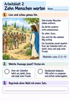 Vorschau - Arbeitsblätter - Einer kehrt zurück und dankt | Religion Klasse 2 Arbeitsblätter | Evangelische Religionslehre | 10 Arbeitsblätter als PDF - Seite 2