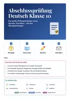 Vorschau - Arbeitsblätter - Abschlussprüfung Deutsch | Großes Prüfungspaket + 3 Übungsprüfungen | Aufbau und Zeitplan, Diagramme lesen, Kurzgeschichte | Deutsch Klasse 10 | mit Lösungen - Seite 1