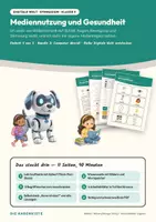 Vorschau - Stundenentwürfe - Mediennutzung und Gesundheit — Digitale Welt Klasse 5/6: Doppelstunde mit Begriffskarten, 4 Arbeitsblättern und Lösungen - Deckblatt