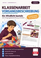 Vorschau - Arbeitsblätter - Klassenarbeit Vorgangsbeschreibung | Bastelanleitung schreiben mit Stichwortzettel, Erwartungshorizont und Musterlösung | Deutsch Klasse 5/6 - Deckblatt
