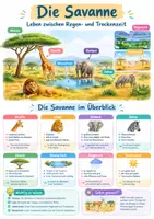 Vorschau - Poster - Savanne Tiere Pflanzen Poster Klasse 5-6 - Deckblatt