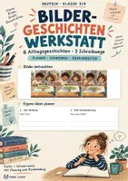 Vorschau - Arbeitsblätter - Bildergeschichten Klasse 3/4 – 6 Alltagsgeschichten mit 3 Schreibwegen - Deckblatt