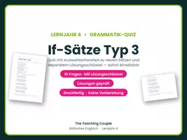 Vorschau - Quiz - If-Sätze Typ 3 – Quiz mit Lösungsschlüssel - Deckblatt
