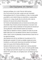 Vorschau - Arbeitsblätter - Lesetext/ Lesetandem "Die Kastanie" mit Fragen (Klasse 2,3,4) - Seite 1