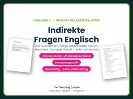 Vorschau - Arbeitsblätter - Indirekte Fragen Englisch – Arbeitsblätter - Deckblatt
