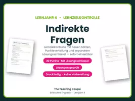Vorschau - Test - Indirekte Fragen – Lernzielkontrolle - Deckblatt