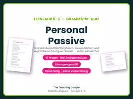 Vorschau - Quiz - Personal Passive – Quiz mit Lösungen - Deckblatt