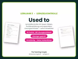 Vorschau - Test - Used to – Lernzielkontrolle mit Lösungen - Deckblatt