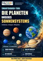 Vorschau - Arbeitsblätter - 🪐 Die Planeten unseres Sonnensystems – Interaktives Smartboard-Tool | ❓ Quiz · 🔊 Vorlesefunktion · 📝 Arbeitsblätter - Deckblatt