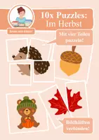 Vorschau - Spiele - 10x Puzzles & Bildhälften verbinden: Im Herbst (Aktivität für Vorschule & Anfangsunterricht) - Deckblatt