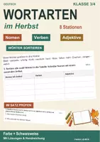 Vorschau - Arbeitsblätter - Wortarten Herbst 3/4 – 8 Stationen - Deckblatt