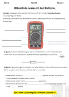 Vorschau - Arbeitsblätter - Widerstände messen mit dem Multimeter - Deckblatt