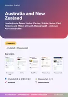 Vorschau - Unterrichtsreihen - Australia and New Zealand | Arbeitsheft + 2 Klassenarbeiten | Landeskunde Down Under, Natur, Māori | Englisch Klasse 8/9 | mit Lösungen - Deckblatt