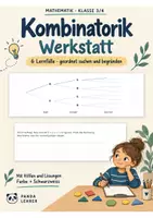 Vorschau - Arbeitsblätter - Kombinatorik Klasse 3/4 – 6 Lernfälle mit Hilfen und Lösungen - Deckblatt