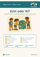 Vorschau - Stundenentwürfe - Echt oder KI? – Klasse 4 und 5 – Unterrichtsreihe Digitale Welt - Deckblatt