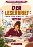 Vorschau - Arbeitsblätter - Leserbrief schreiben: Anrede, Bezug, Standpunkt und Gruß | Unterrichtsstunde mit Materialtext, Arbeitsblättern und Lösungen | Deutsch Klasse 7/8 - Deckblatt
