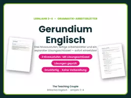 Vorschau - Arbeitsblätter - Gerundium Englisch – Arbeitsblätter - Deckblatt