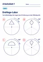 Vorschau - Arbeitsblätter - Drehlogo-Labor Klasse 6 Gymnasium | Mathematik Sekundarstufe I | 10 Arbeitsblätter mit Lösungen als PDF - Seite 1