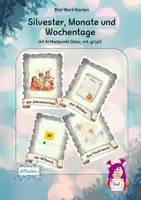 Vorschau - Bildkarten - Bild-Wort-Karten: Silvester, Monate und Wochentage - Deckblatt