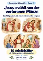 Vorschau - Arbeitsblätter - Jesus erzählt von der verlorenen Münze | Religion Klasse 2 Arbeitsblätter | Evangelische Religionslehre | 10 Arbeitsblätter als PDF - Deckblatt