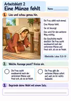 Vorschau - Arbeitsblätter - Jesus erzählt von der verlorenen Münze | Religion Klasse 2 Arbeitsblätter | Evangelische Religionslehre | 10 Arbeitsblätter als PDF - Seite 2