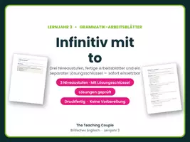 Vorschau - Arbeitsblätter - Infinitiv mit to – Arbeitsblätter - Deckblatt