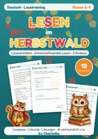 Vorschau - Arbeitsblätter - Lesen im Herbstwald | Leseverstehen | Lesetraining | 3 Niveaus | Klasse 2-4 - Deckblatt