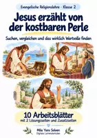 Vorschau - Arbeitsblätter - Jesus erzählt von der kostbaren Perle | Religion Klasse 2 Arbeitsblätter | Evangelische Religionslehre | 10 Arbeitsblätter als PDF - Deckblatt