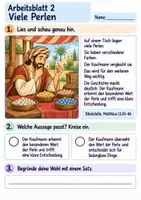 Vorschau - Arbeitsblätter - Jesus erzählt von der kostbaren Perle | Religion Klasse 2 Arbeitsblätter | Evangelische Religionslehre | 10 Arbeitsblätter als PDF - Seite 2