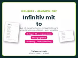 Vorschau - Quiz - Infinitiv mit to – Quiz mit Lösungen - Deckblatt